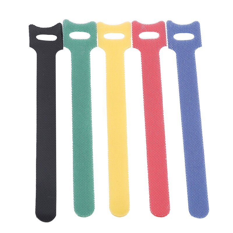 50pcs / Packaget Type Back-To-Back Solid Color Nylon Velcro Cable Tie Wire And Battery Rod Ring Belt Strap Tie Hook Ring