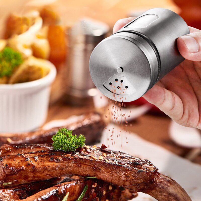 Rostfritt stål kryddburkar glas spridningsflaska grill krydda kruka peppar flaska tandpetare hållare salt shaker kök