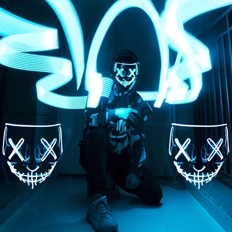 Halloween Mask LED Light Up Full Face Mask Cosplay Halloween Costume Masquerade Party, Carnival,