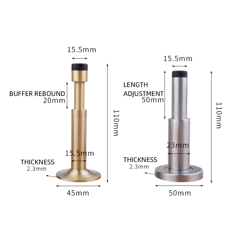 Di rame puro tampone idraulico muto arresto di portello pesante-dovere porta di aspirazione della parete pavimento-montato paraurti non-magnetico porta tocco hardware
