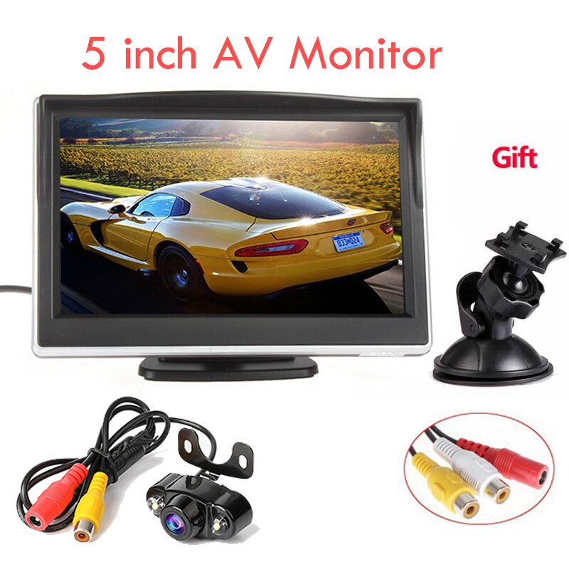 5 inch TFT LCD Screen Car Monitor HD800*480 Reversing Parking Monitor with 2 Video Input For Reverse Rearview Camera: Silver 5 inch 838