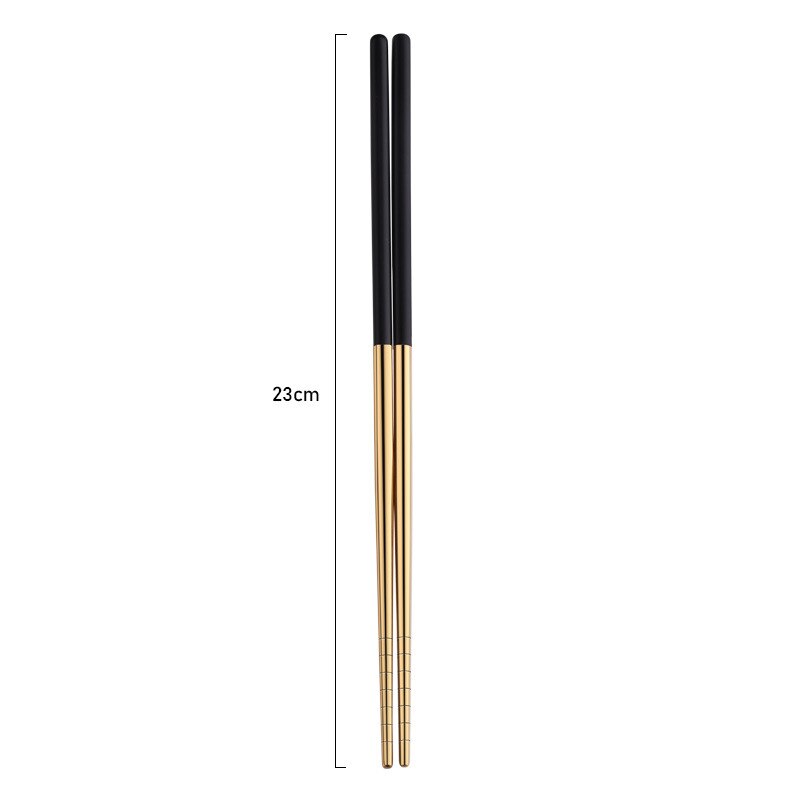 1Pair Japanese Korean Style Chinese Chopsticks Sushi Sticks Noodles Rolls Food Home Tableware Kitchen Tool Portable Reusable: Black Gold