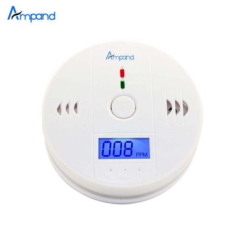 Onafhankelijke Koolmonoxide Sensor Detector Co Alarm Met Digitale Lcd-scherm En 85dB Voice Waarschuwing Battery Operated Witte