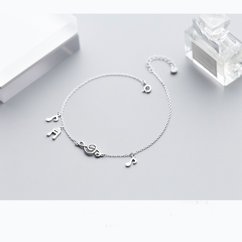 Music Note Enkelband Real 925 Sterling Zilver Music Note G-sleutel Enkelbandjes Voet Kettingen Voor Vrouwen Meisjes Fijne Sieraden