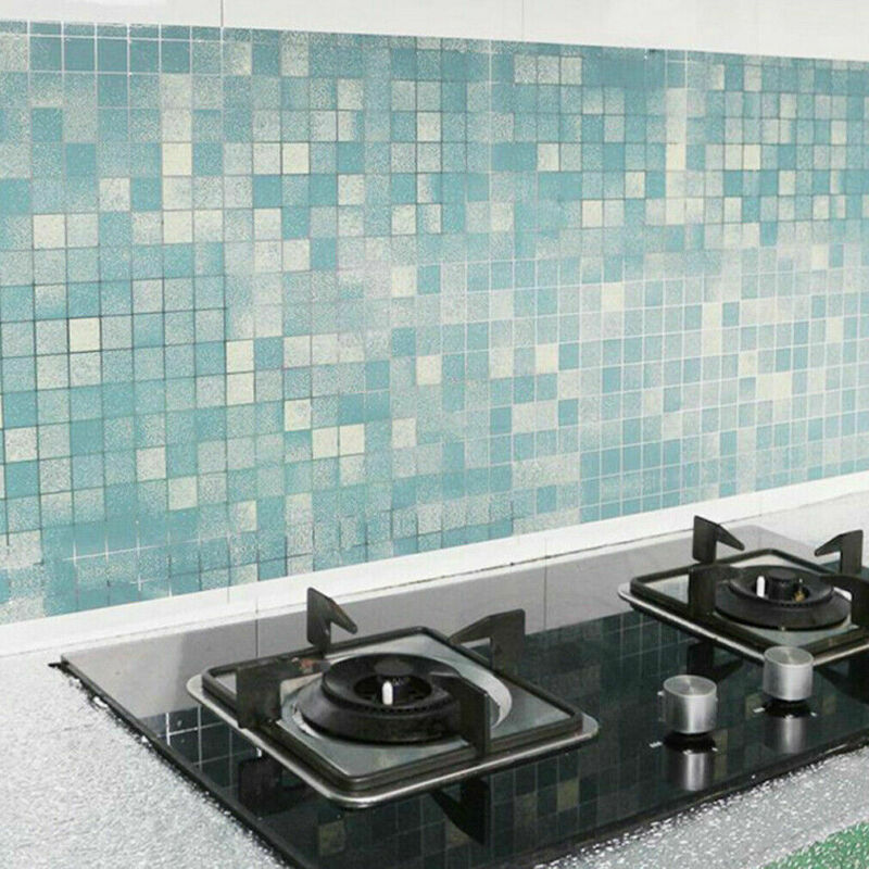 45X100 Cm Zelfklevende Waterdichte Verwijderbare Rooster Olie-Proof Muursticker Keuken Decals Diy Behang Home Decor