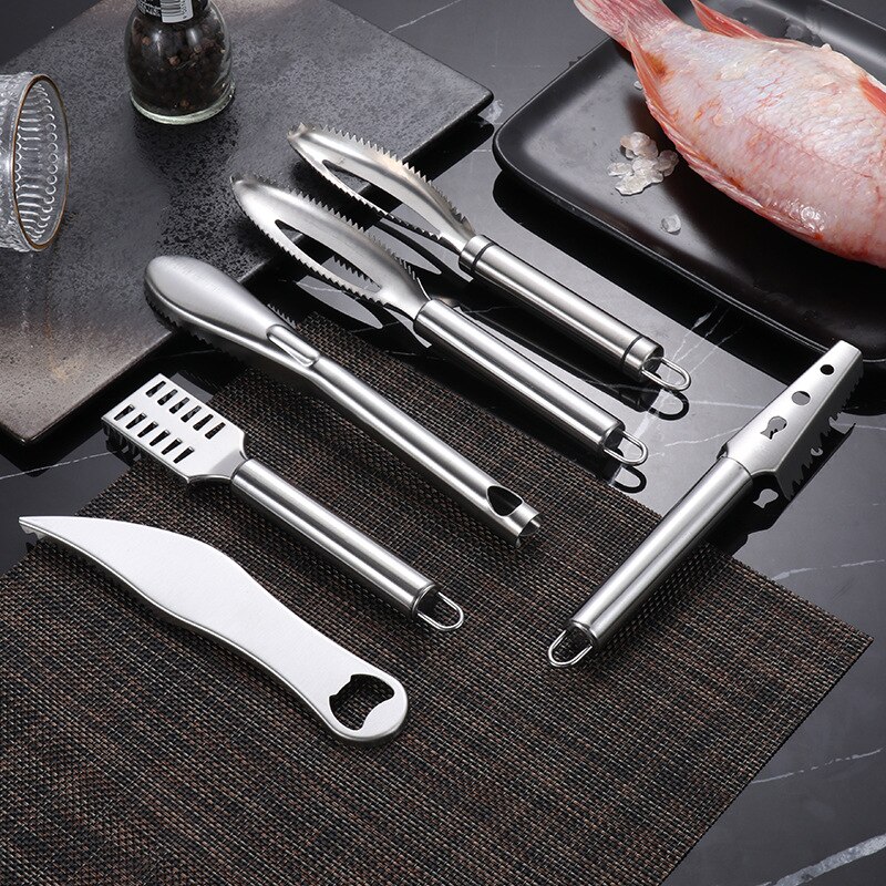 Kitchen Fish Cleaning Knife Cutter Stainless Steel Fish Scales Scraper Fish Scales Cleaning Brush Remove Kitchen Gadgets Acces