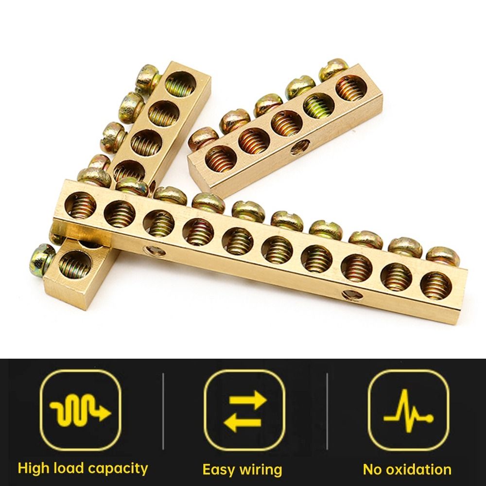 Copper Wire Connector Multi-specification With Hole Screw Brass Connection Row Zero Ground Terminal Electrical