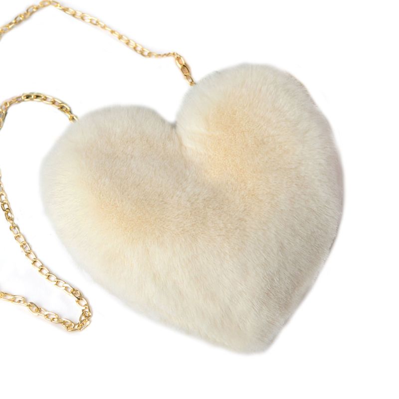 Heart Hairy Mini Shoulder Bags Furry Plush Messenger Bags Handbag for Women