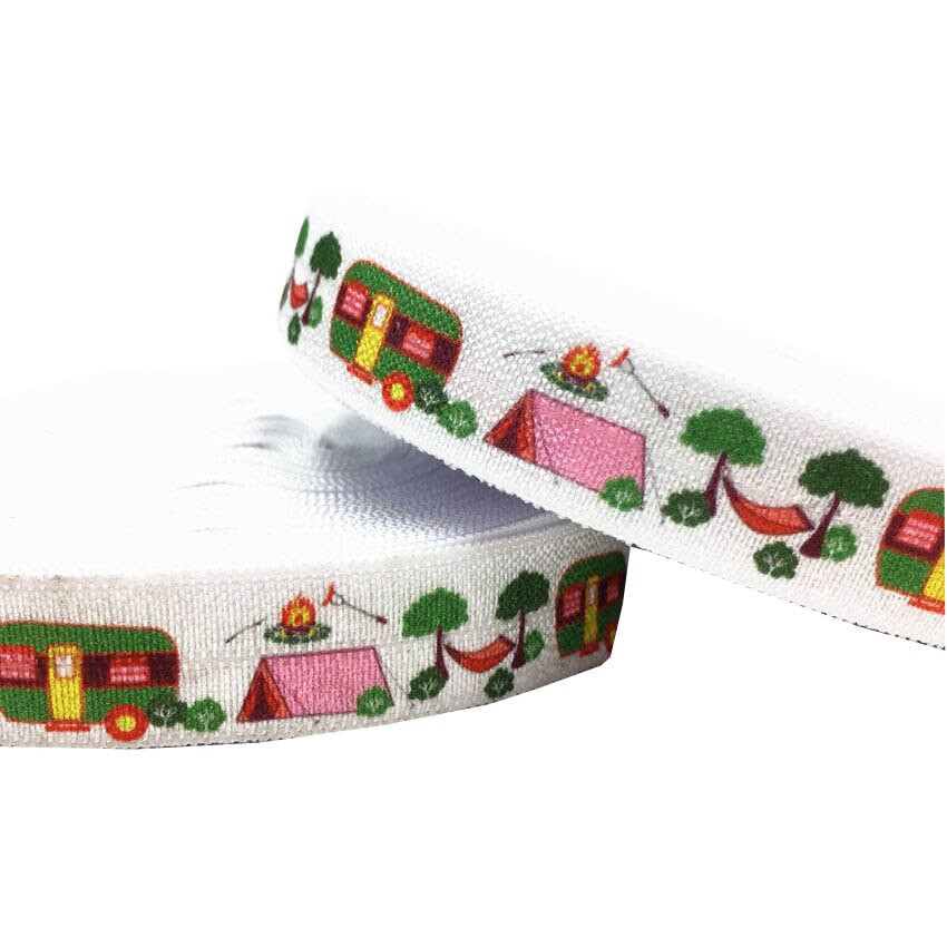 Cinta elástica plegable con estampado de coches Camper, cintas para el pelo de 5/8 &quot;y 16mm, accesorios para la cabeza