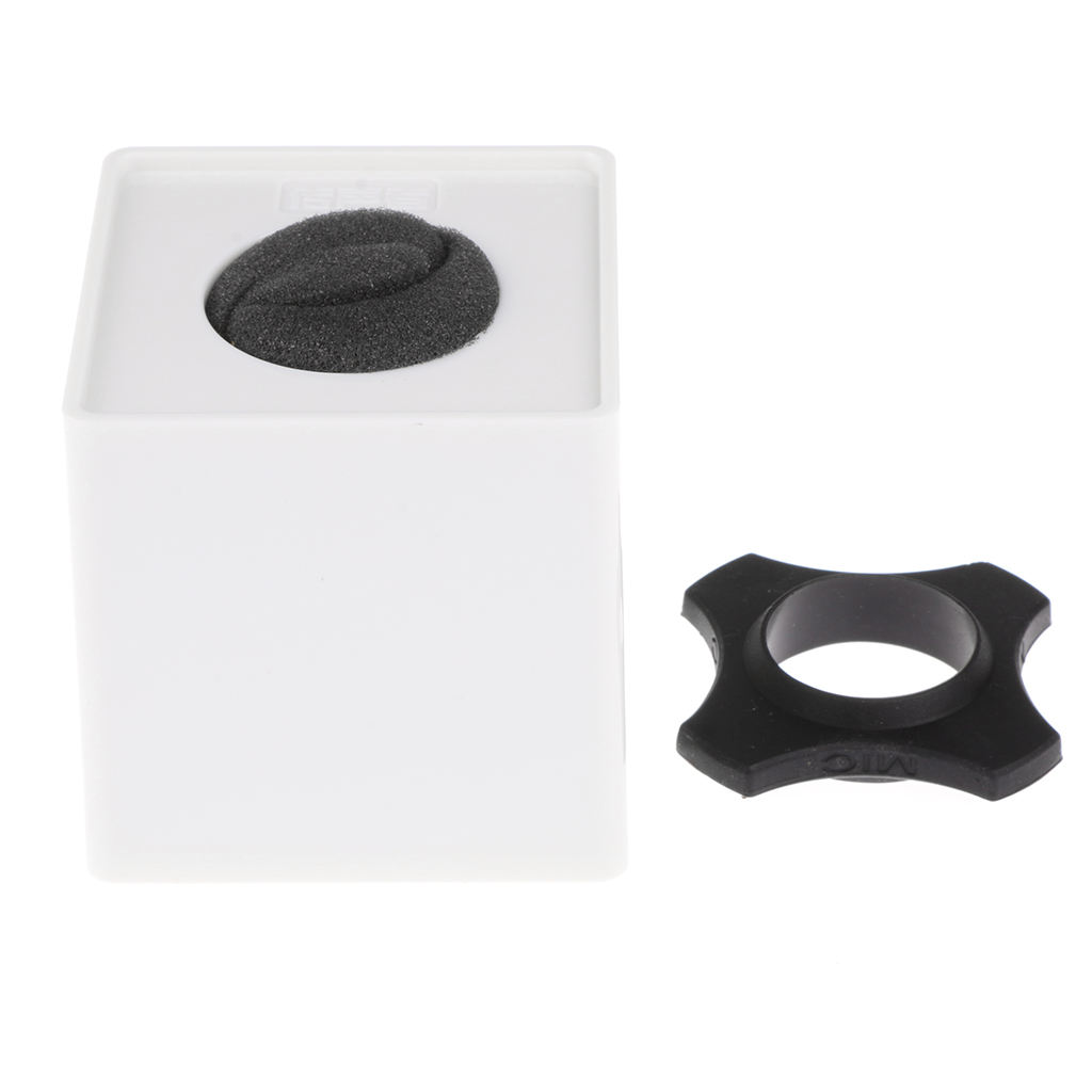 Handheld Microphone Shock Mount Mic Speaker Stand Cube Station Logo 45mm Hole: White