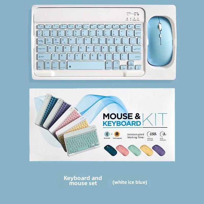 Bluetooth Keyboard Mouse Set for iPad Mobile Phone Tablet 10 Inch Small Language Bluetooth Keyboard Suitable for Office And Comp: green