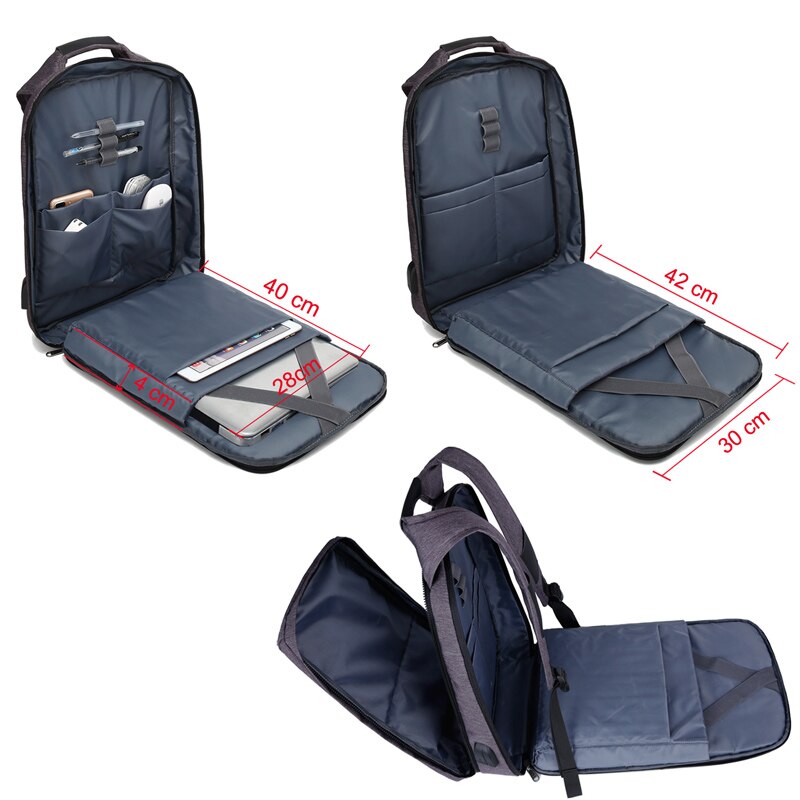 XQXA 17.3 "Slim Laptop Rugzak Vrouwen/Mannen Zakelijke Tassen met Usb-poort Opladen Waterbestendig Schooltas voor College rugzakken