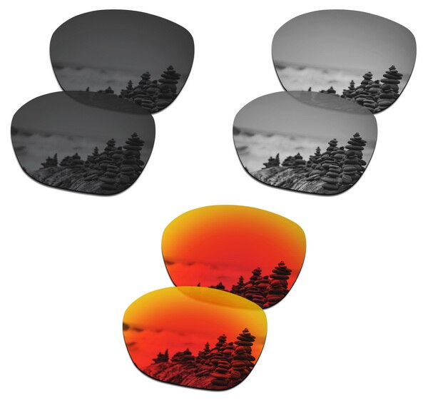 SmartVLT Replacement Lenses Polarized for Oakley Overtime Sunglasses - Multiple Pairs Packed: Black-Silver-Red