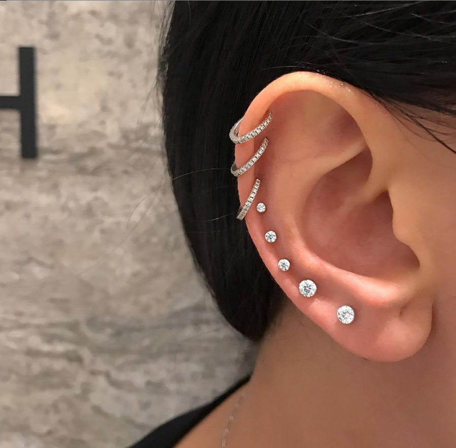 1Pair Stainless Steel Crystal Screw Back Stud Flat Earrings for Women Men Punk Cool Clear Cubic Zirconia Tiny Piercing Style