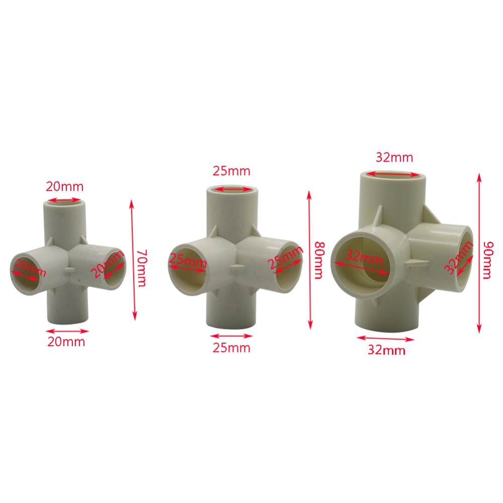 4-Way Joint 20mm 25mm 32mm Agriculture Garden Irrigation Watering Tube Adapter Pipe Fittings PVC Connectors 20 Pcs