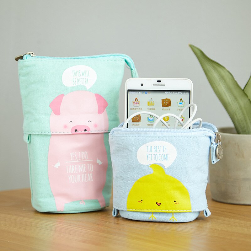 Leuke Schaalbare Potlood Tas Kawaii Kat Dieren Pen Case Rits Zakje Voor Scholieren Pen Zakken Doos Voor Briefpapier XA7H