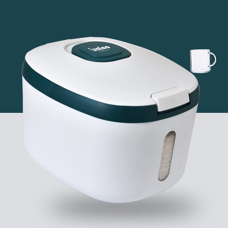 Kitchen Container 5KG/10KG Storage Box Nano Insect-Proof Moisture-Proof Rice Box Sealed Cereals Bucket Pet Dog Food Store Box: Green / 5KG