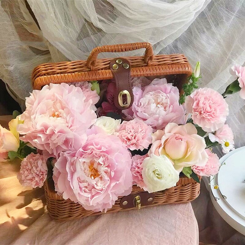 Vintage Draagbare Handgemaakte Rieten Rotan Geweven Mand Make Organizer Picknick Bagage Opslag Mand Custom-Made Hand Cadeau Mand