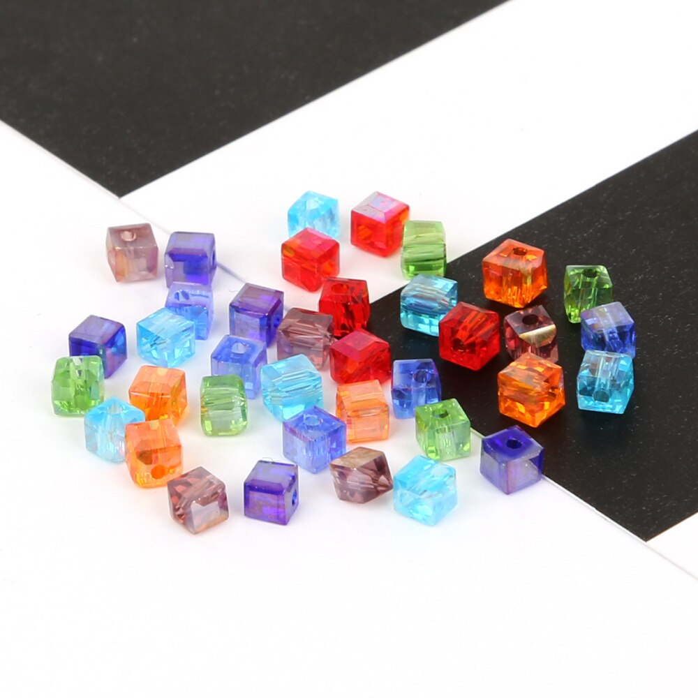 3mm 100 stk mini østrigske krystal firkantede perler til beklædningsdekoration blandede farver glasperler gør-det-selv tilbehør forsyninger