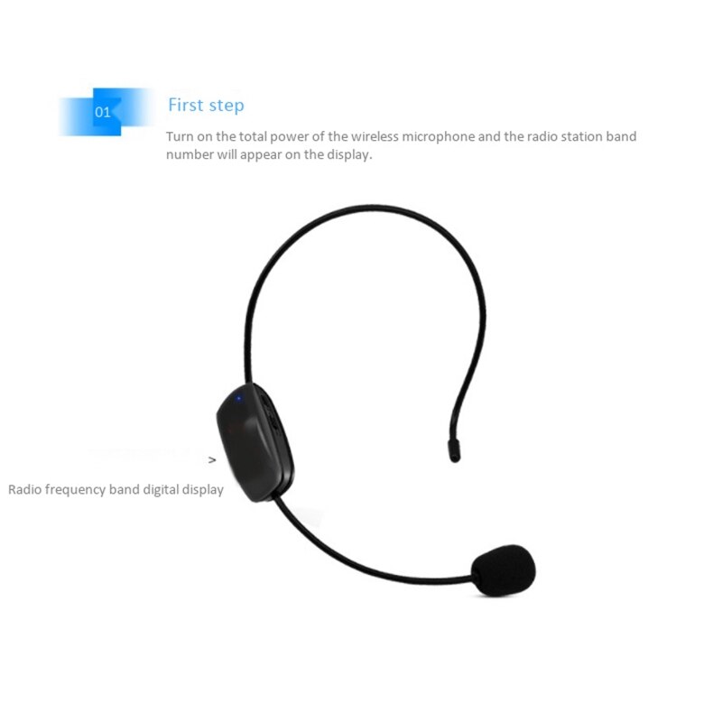 Portable Fm Wireless Microphone Headset Head-Mounted Megaphone Radio Mic for Loudspeaker for Teaching Tour Guide Meeting Lecture