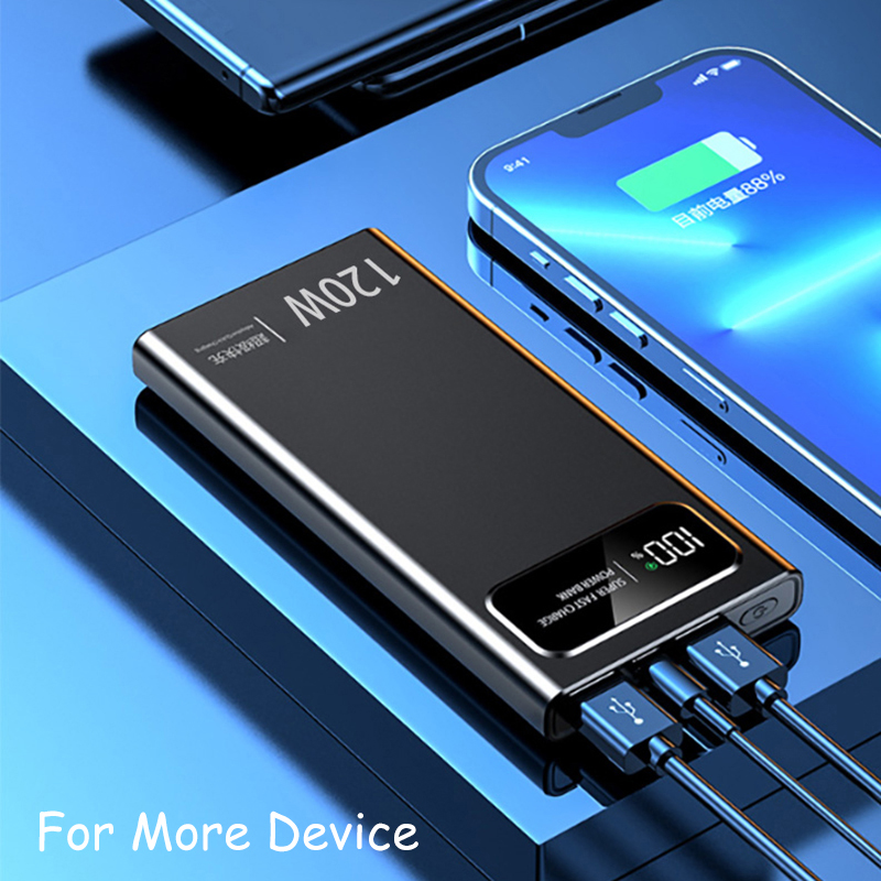 120W Super Fast Charging Power Bank With LED Digital Display 200000mAh Large Capacity External Battery Portable For phones