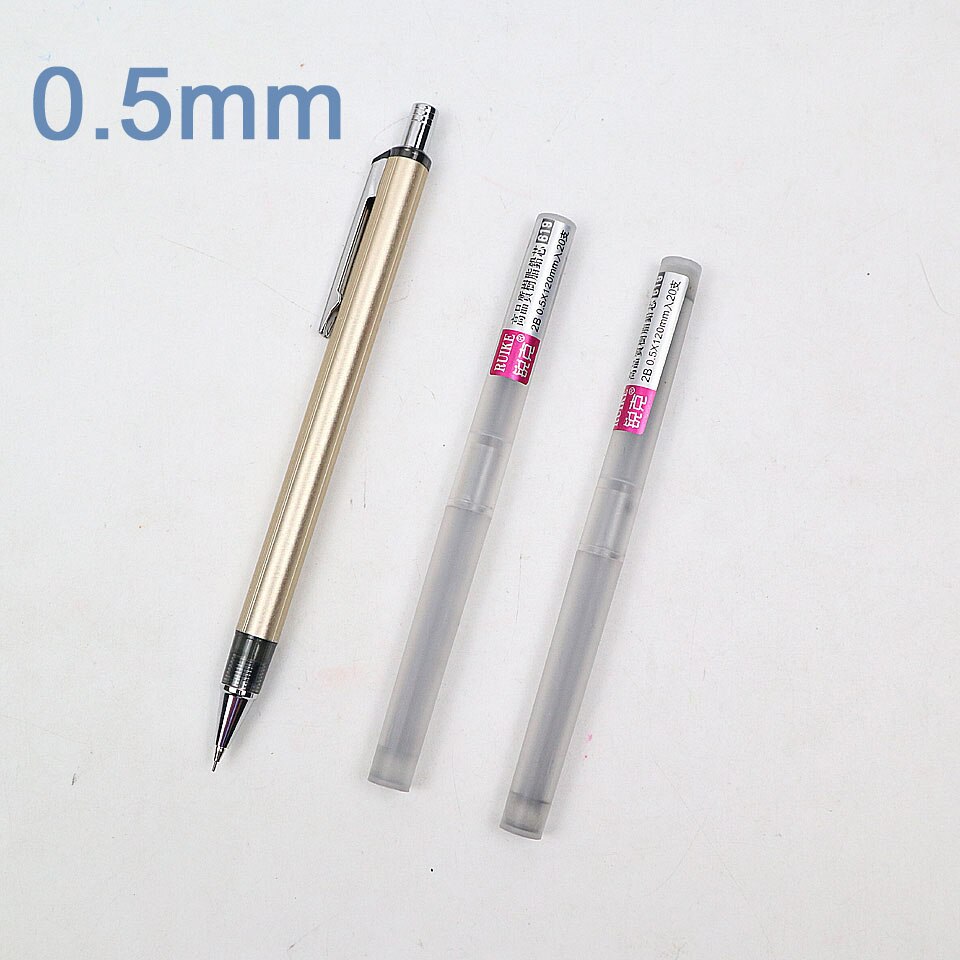 Metal Mechanical Pencil 0.5/0.7mm For Painting And Writing карандаш School Supplies Send 2 Refills: 0.5mm-Gold