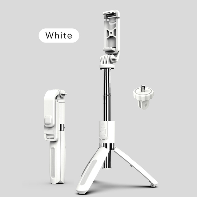 Selfie Stick With Tripod Gimbal Stabilizer Led Light For Action Camera Phone Mobile Cell Holder Stand Smartphone Monopod Monope: Style A White no LED