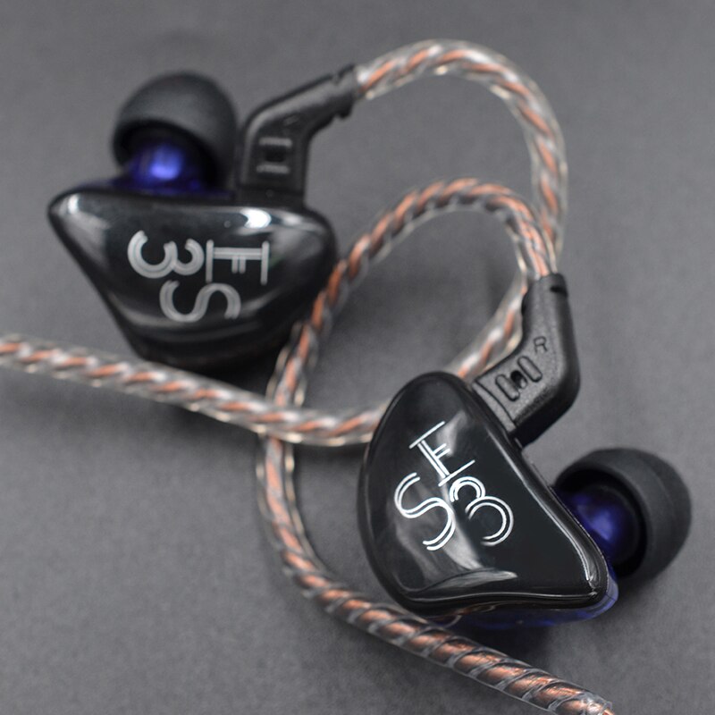 Kz  es3 1dd+1ba hifi sport in-ear øretelefoner dynamisk driver støjreducerende headset erstatningskabel  zs10 es4 zs3 ed12 zst zsn