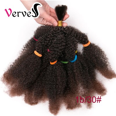 VERVES Culry Synthetic Crochet Braids Hair Extensions 12 inch Ombre Braiding Hair Afro Kinky Bulk Twist Braids Black,Brown,Bug: T1B/30 / 6pcs/lot