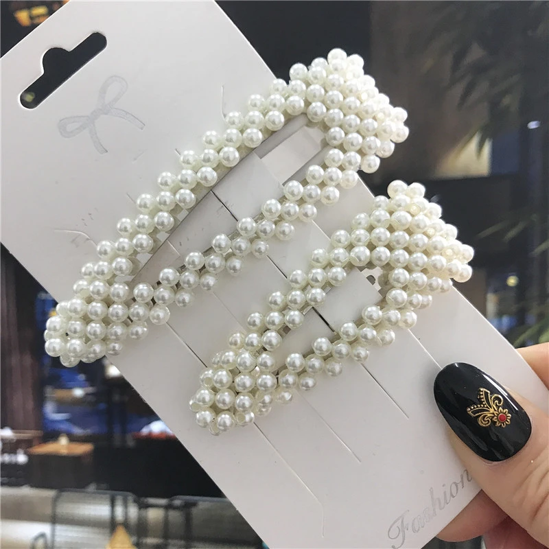 1einstellen Handgemachte Perlen Haar Clips Stift für Frauen Geometrische Blume Barrettes Headwear Mädchen Süße Haarnadeln Haar Zubehör: Gold