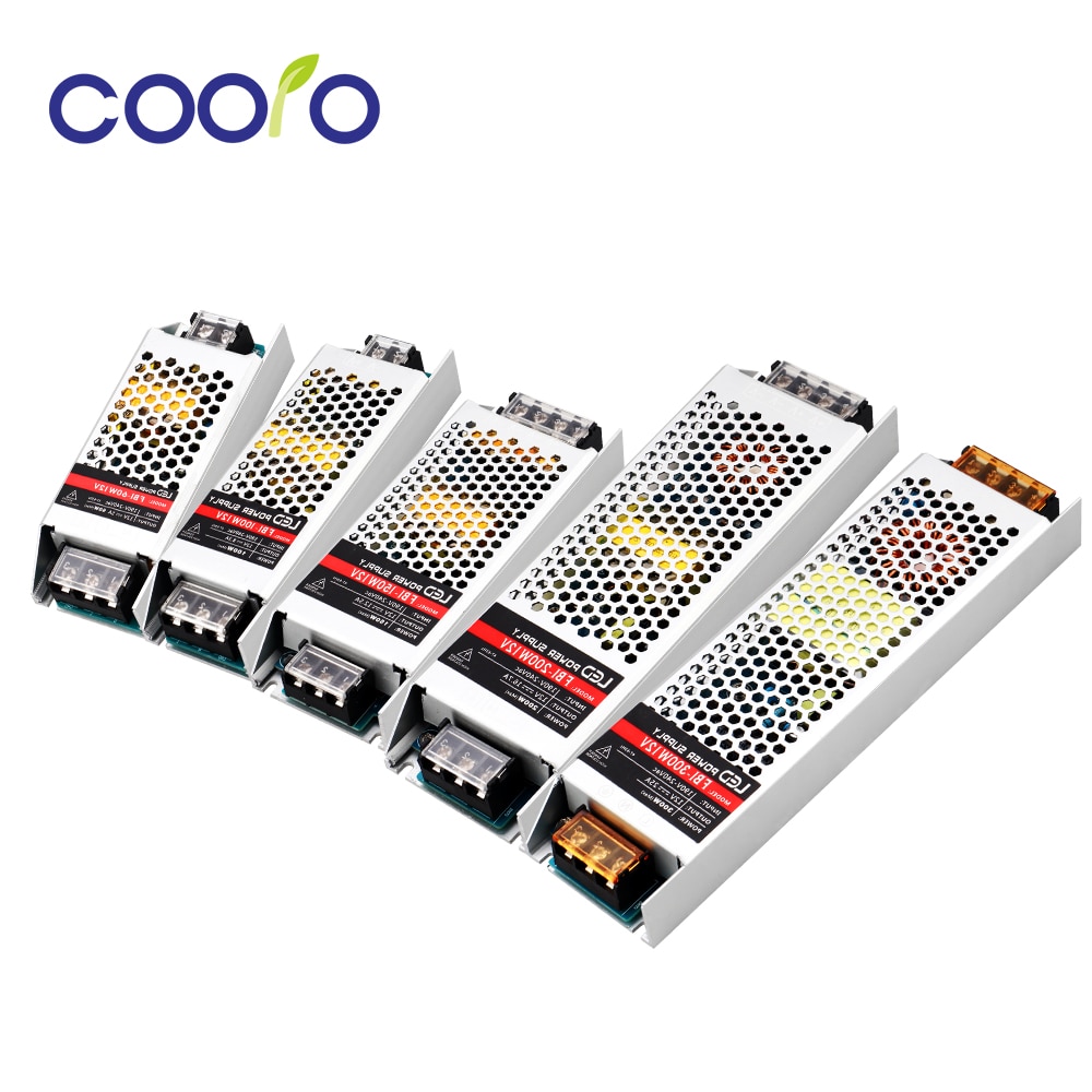 12 Volt Power Supply Ultra Thin 12V LED Driver AC 190-240V 60W 100W 150W 200W 300W Lighting Transformer Adapter for LED Strip