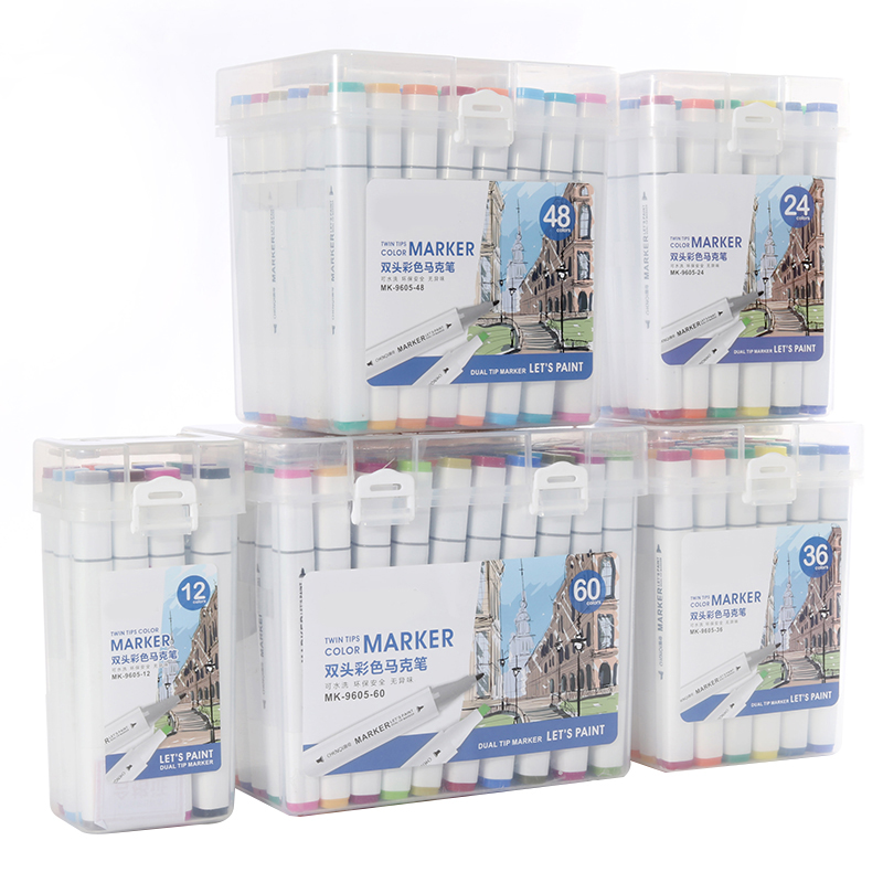 Ensemble de couleurs 12/24/36/48/60, Double tête, , ne essuyent pas, stylo de marquage, peinture artistique, outils professionnels