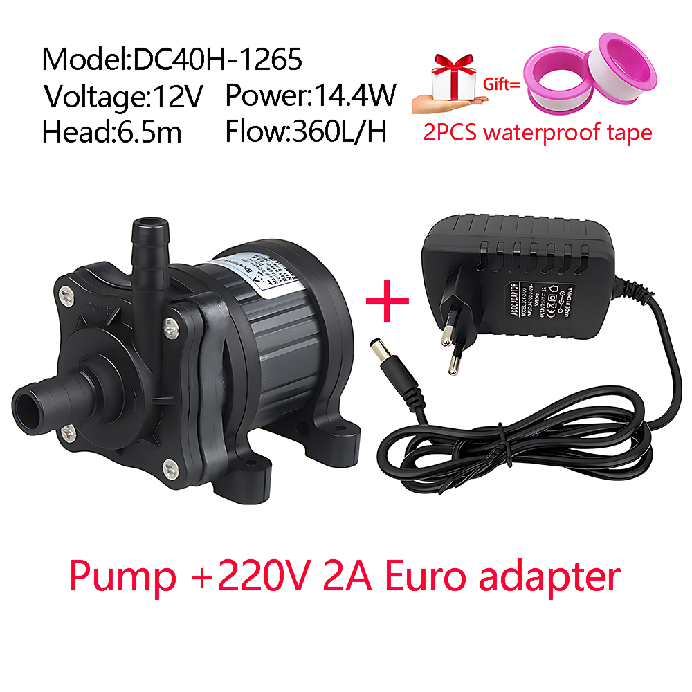 Kleine, leise, wassergekühlte Temperatur-Umwälzpumpe, DC 12/24 V Durchfluss: 360/450 L/H, bürstenloser Motor, Amphibien-Tauchpumpe: 6V