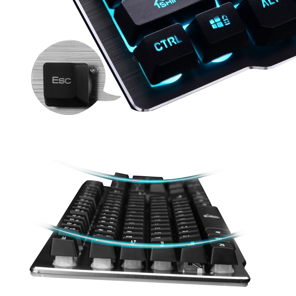 Imitation Mechanical Gaming Keyboard Mouse Combo Rechargeable Backlight Wireless Keyboard Alloy Panel Suitable For Computer Game