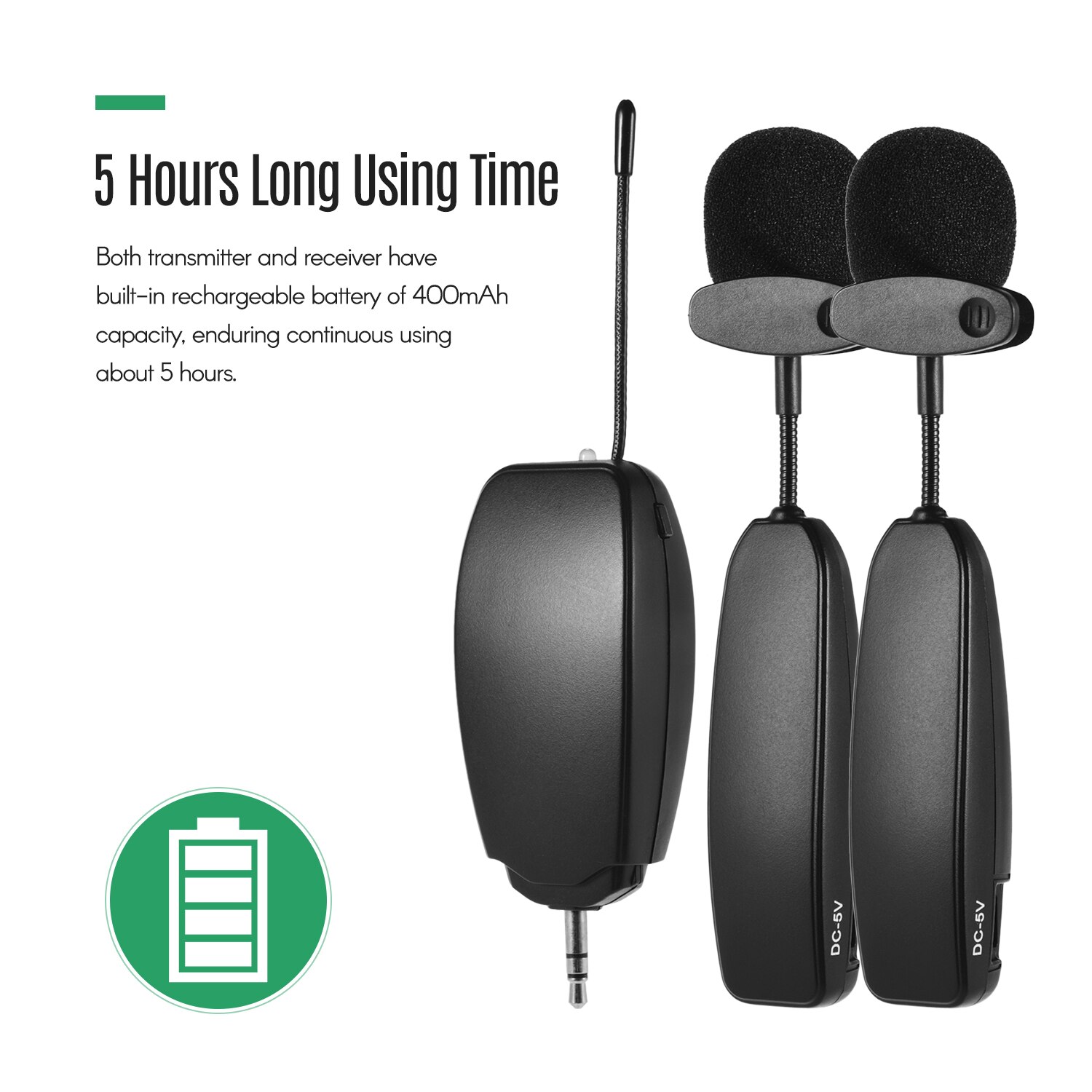 Wireless Microphone System Transmitter Receiver Lavalier Lapel Mics for Public Speaking Voice Amplifier Electronic Instruments: 2Transmitter
