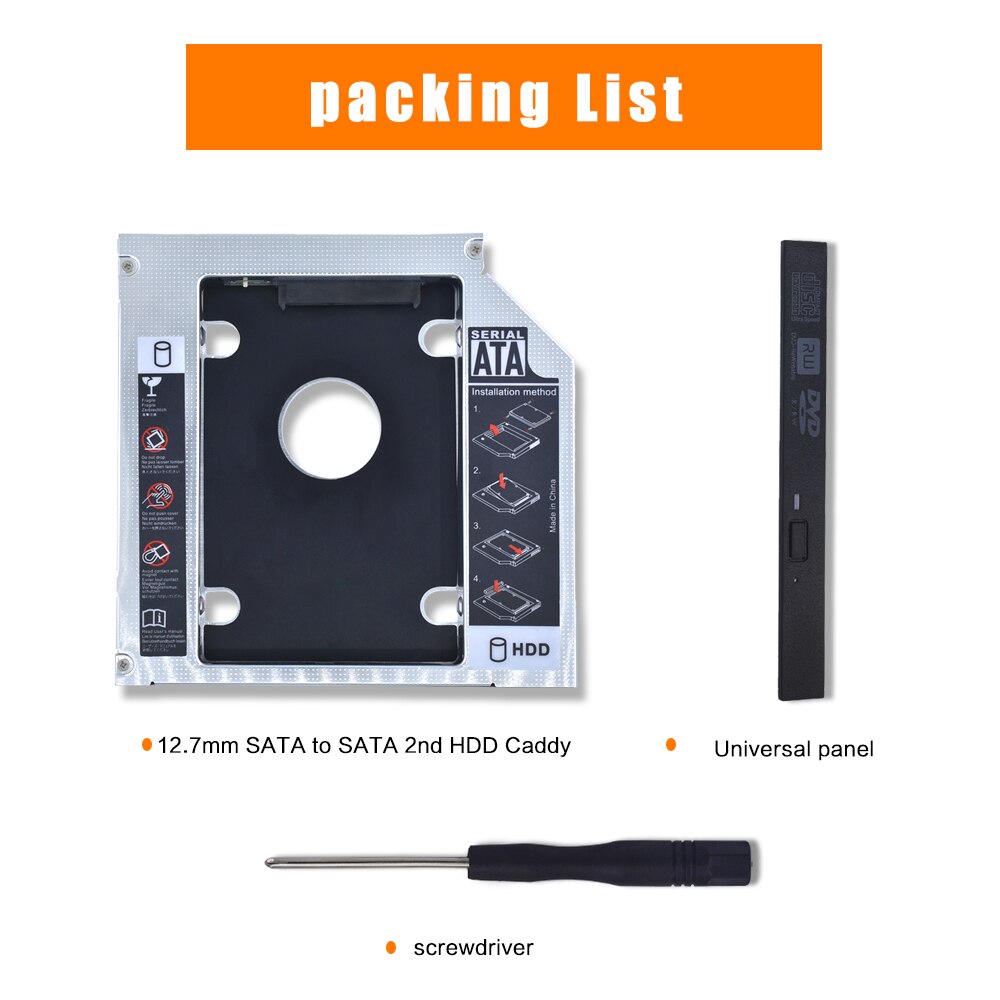 TISHRIC Aluminium 2nd HDD Caddy 12.7mm SATA 3.0 CD DVD naar HDD Voor 2.5 &#39;&#39;SSD HDD Case behuizing CD-ROM Optibay