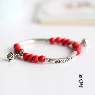 Hand Catenary Female Small Pure And Fresh And Tibetan Silver Accessories Ceramic Bracelet For Girls Women Ladies