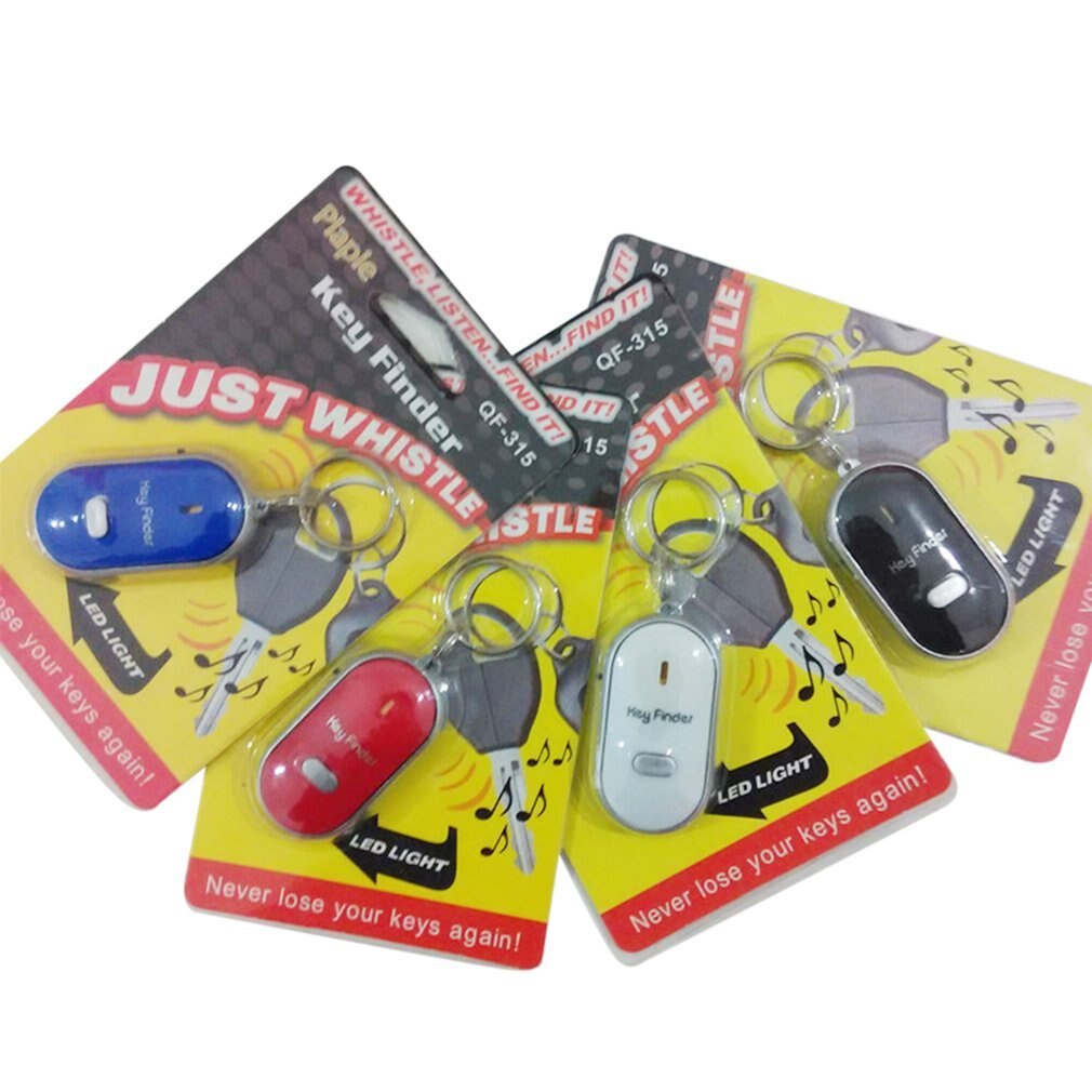 LED Whistle Key Finder Key Chain Flashing Anti-Lost Keyfinder Locator Tracker with Keyring Beeping Sound Control Alarm