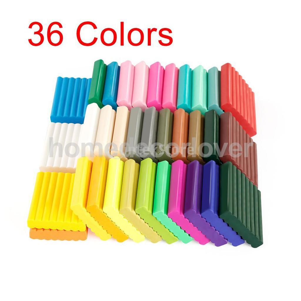 24/36/50 Kleuren Lucht Klei Zachte Polymer Boetseerklei Diy Modellering Sculpey Speelgoed Diy Aardewerk Modder Klei Kinderen Leren speelgoed: 36 Colors with Tools