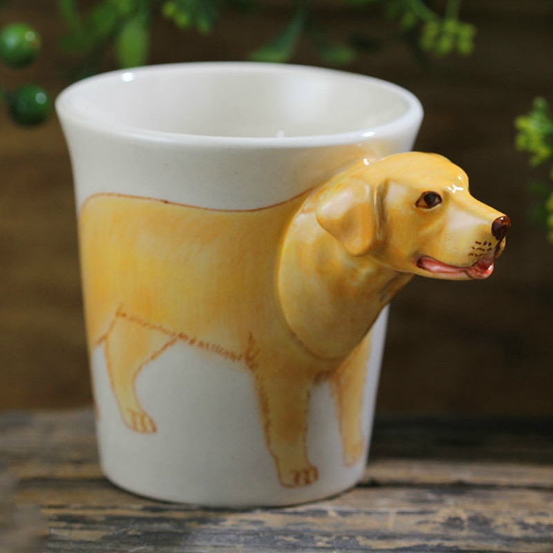 300Ml Leuke Golden Retriever Hond Mokken Creatieve 3D Stereo Dier Koffiekopje Handgeschilderde Milieu Keramische Mok