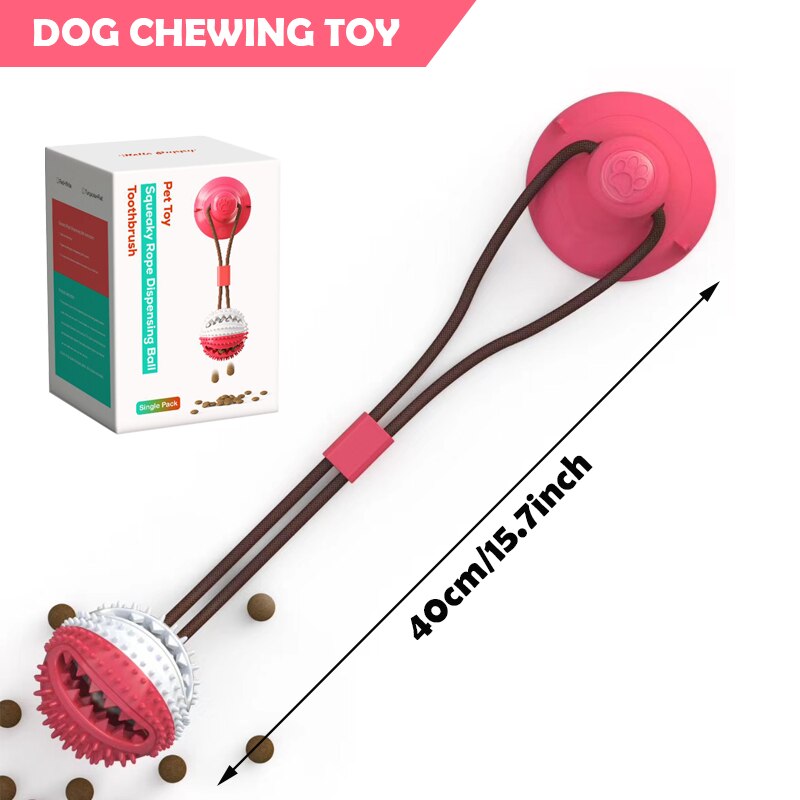 Pet Dog Toys Silicon Suction Cup Tug dog toy Dogs Push Ball Toy Pet Tooth Cleaning Dog Toothbrush for Puppy large Dog Biting Toy: B with box
