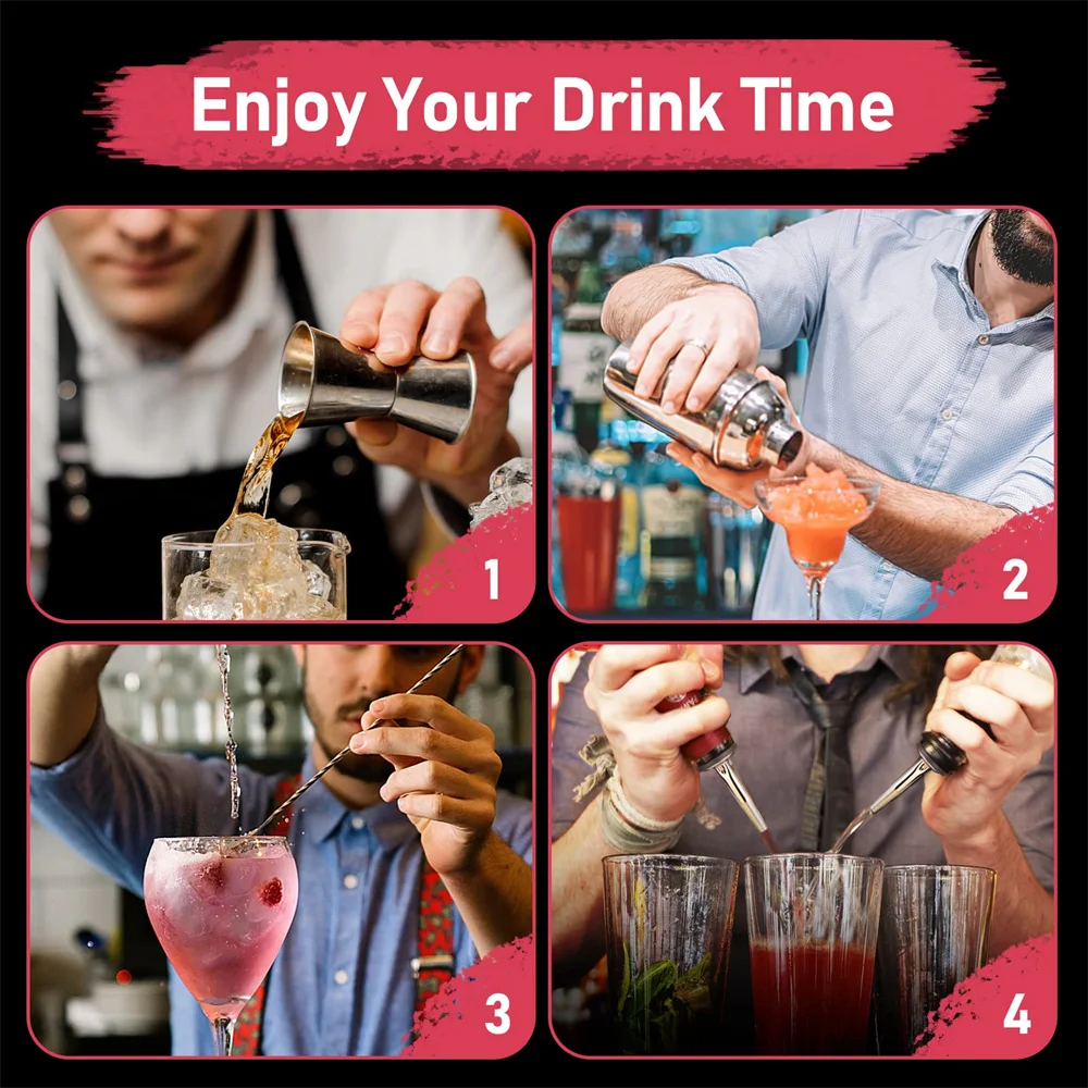 Bartender Cup Cocktail Shaker Bar Set Cocktail Tool for Drink Mixing Bar Tools Martini Shaker Liquor Pourer Muddler Spoon Jigger