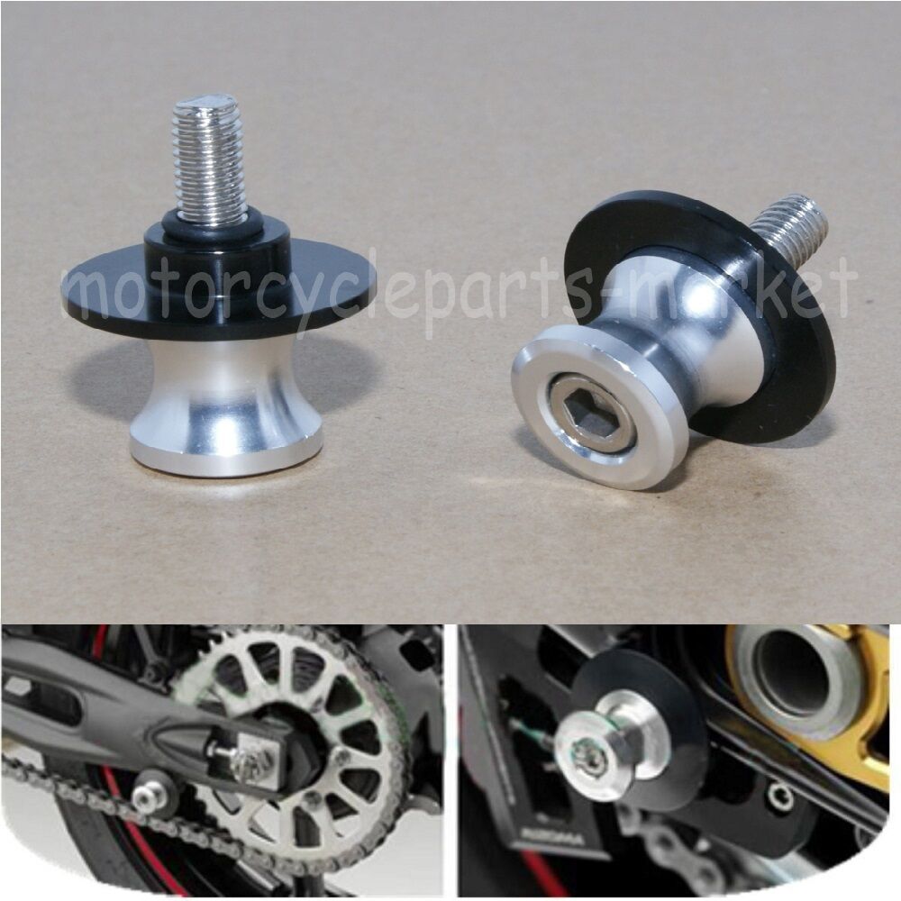 2x8 MM Motorcycle CNC Aluminium Swing Arm Paddocks Stand Spoelen Sliders Spoelen Voor Suzuki GSXR1300 Hayabusa 1999- TL1000S: Silver