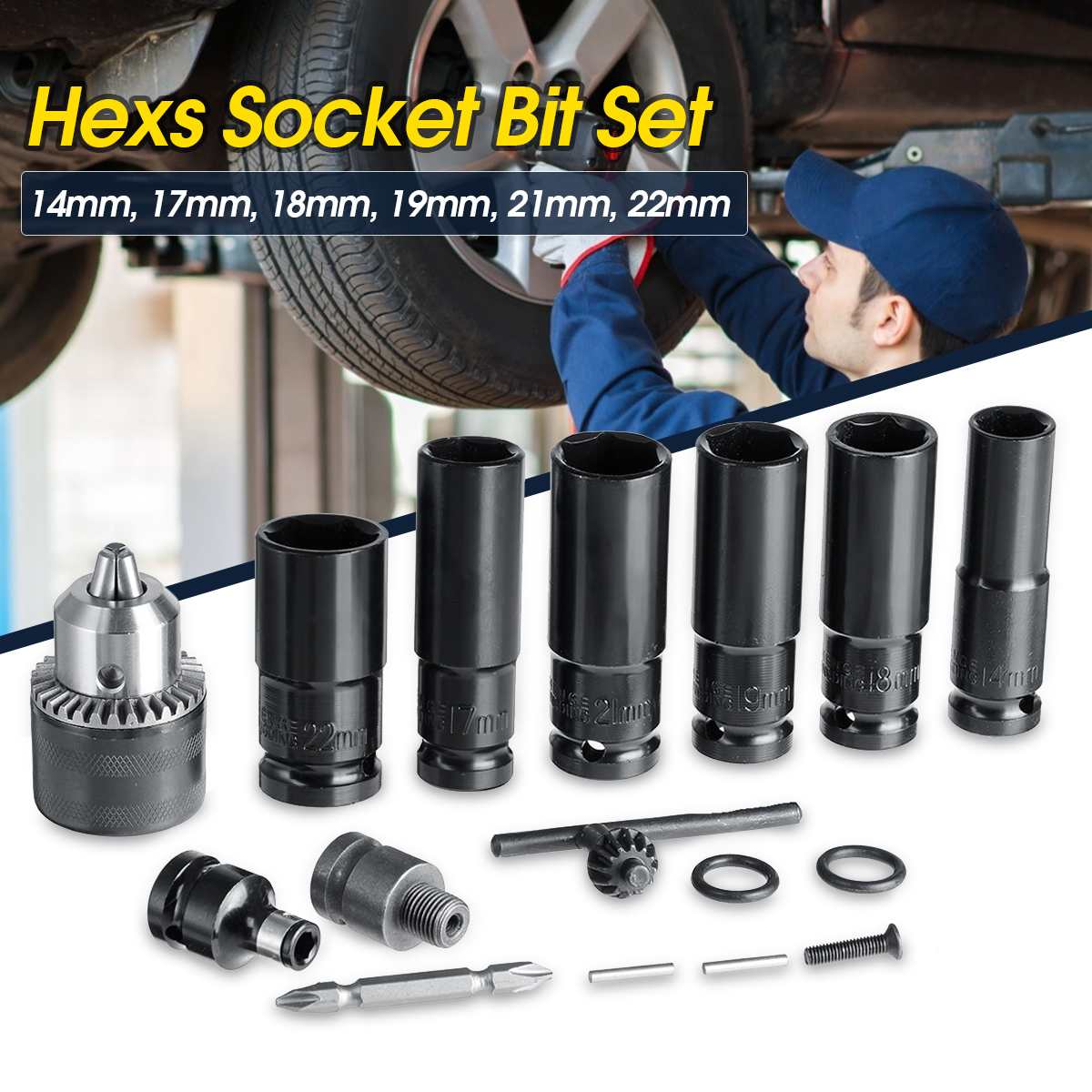16 In 1 Elektrische Slagmoersleutel Hexs Socket Head Set Kit Boorkop Drive Adapter Converter Hex Bit Mouw Hand gereedschap Set Reparatie