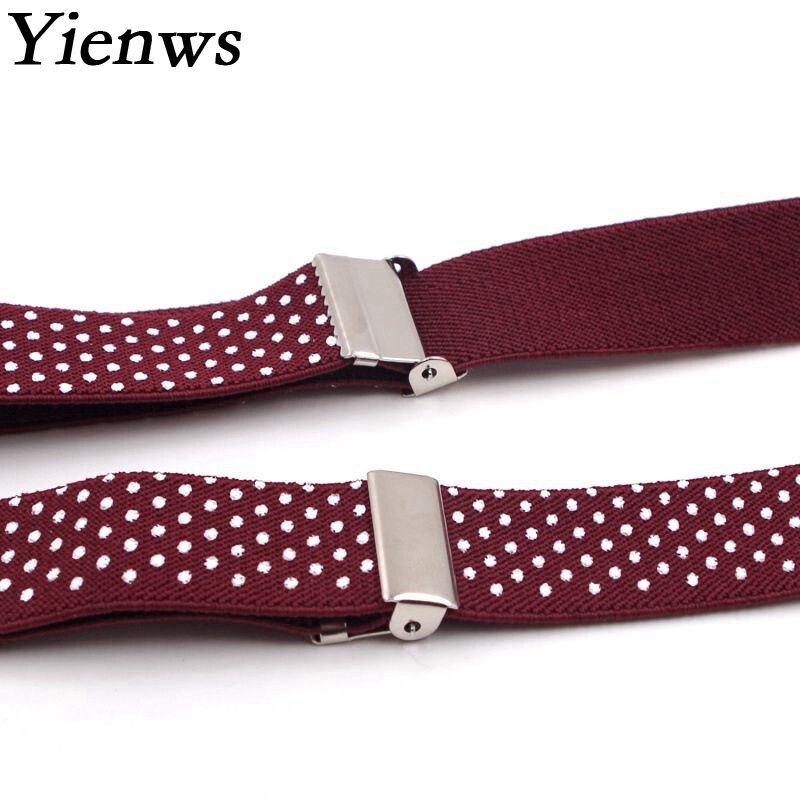 Yienws Baby Bretels Polka Dot Bretels voor Jongens 3 Clip Knop Bretels Kids Meisje Roze Bourgondië Bretelle Enfant YiA025