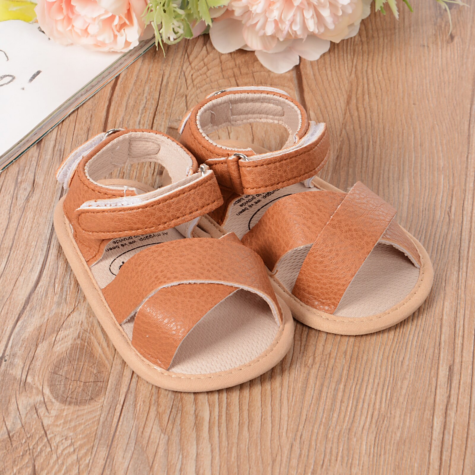 Baskets en cuir PU pour -né garçon et fille, chaussures d'été à semelle souple, sandales adaptées pour bébé de 0 à 18M,