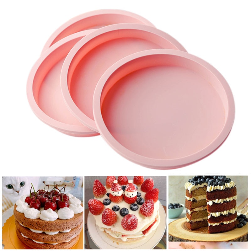 Laag Bakvormen Molds Silicone Cake Pan Cakevorm Ronde Hart Dessert Snijden-Gratis Cakes Mould Muffin Bakken Tools Cake mallen