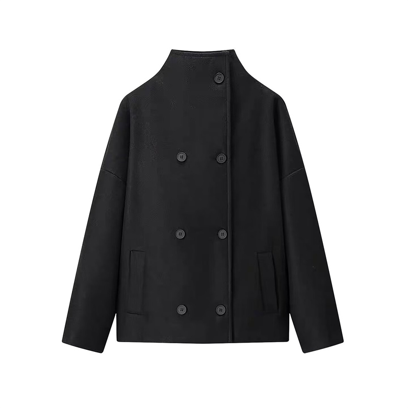 2026 Cappotto corto doppio petto versatile stile neutro elegante moda nuovo arrivo primavera 2026: M / nero
