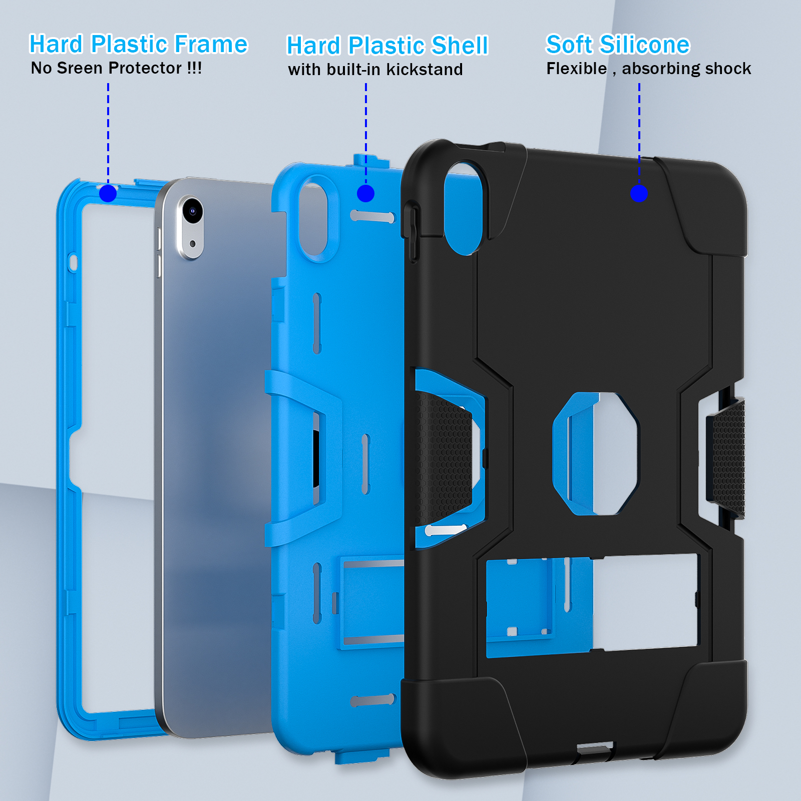Kickstand Rugged Case Universal For iPad 11" (A16) 11th 10.9 10th A3355 A3356 A2757 A2777 A2696 3-Layers Protect Cover
