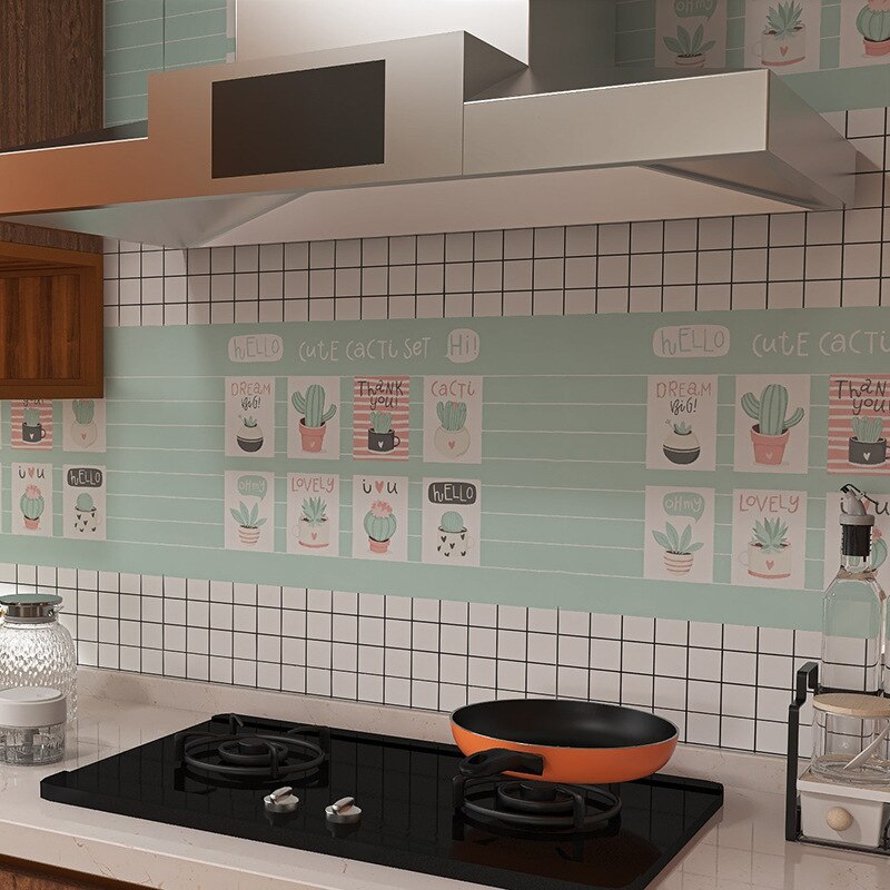 Sticky Wallpaper Imitation Ceramic Tile Grid From Kitchen Stickers Waterproof and Oil Thickening The Bathroom Toilet Wallpaper